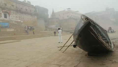 Varanasi Boat 01 Stock Footage 11022776