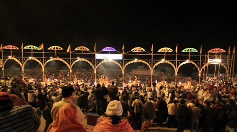 Varanasi Ceremony Night Stock Footage 38797384