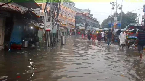 Varanasi Flood  Stock Footage 116803949