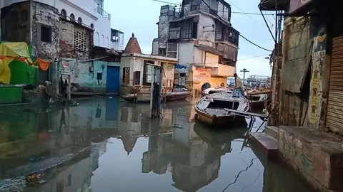 Varanasi Flood  Stock Footage 116803984