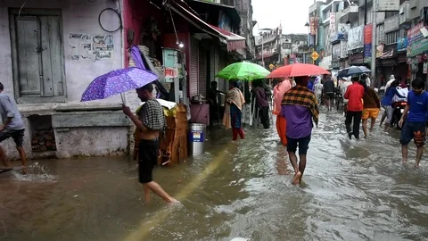 Varanasi Flood  Stock Footage 116807785