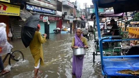 Varanasi Flood  Stock Footage 116807853