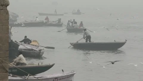 Varanasi Ganges Boating 01 Stock Footage 11022804