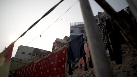 Varanasi ganges life view Stock Footage 112079625