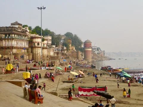 Varanasi on the Ganges Stock Photos
