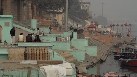 Varanasi ganges view Video stock 112080494