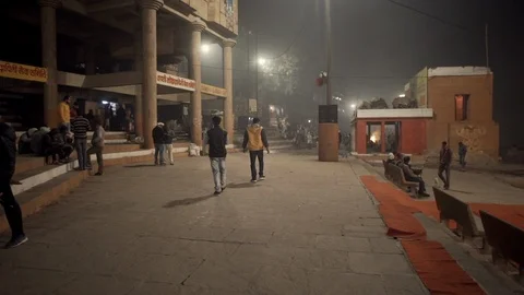 Varanasi ghat life view Stock Footage 112081209