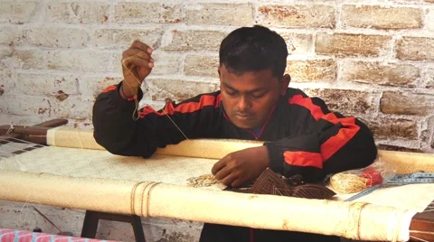 Varanasi, india, embroiderer at work Stock Footage 49835733