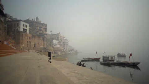 Varanasi river Life Stock Footage 112065920