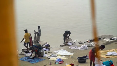 Varanasi river life Stock Footage 112066200