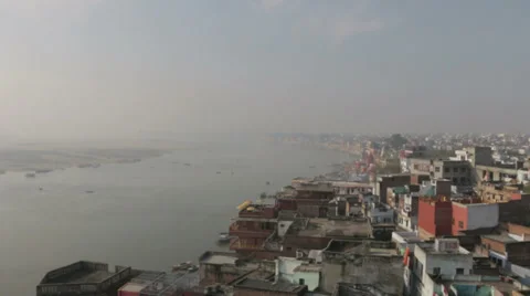 Varanasi-Sky to river Ganges Stock Footage 37733296
