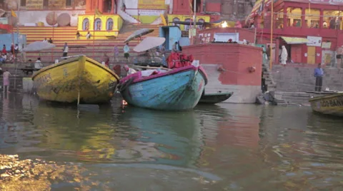 Varanasi-Washing in Ganges River Stock Footage 37759290