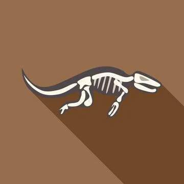 Varanus skeleton lying on brown background with long shadow Stock Illustration