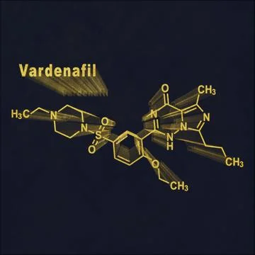 Vardenafil erectile dysfunction drug molecule Structural chemical formula イラスト素材