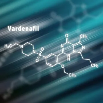 Vardenafil erectile dysfunction drug molecule Structural chemical formula イラスト素材
