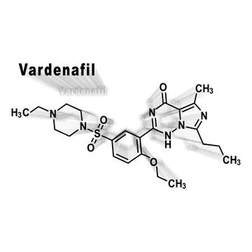 Vardenafil erectile dysfunction drug molecule Structural chemical formula イラスト素材