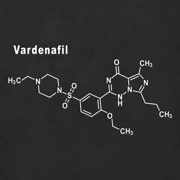 Vardenafil erectile dysfunction drug molecule Structural chemical formula Stock Illustration