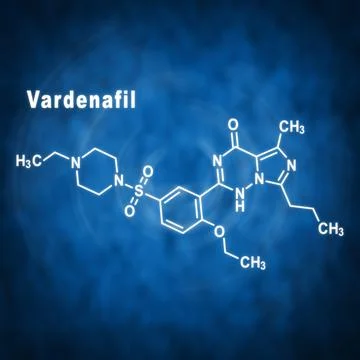 Vardenafil erectile dysfunction drug molecule Structural chemical formula Stock Illustration