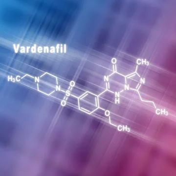 Vardenafil erectile dysfunction drug molecule Structural chemical formula Stock Illustration