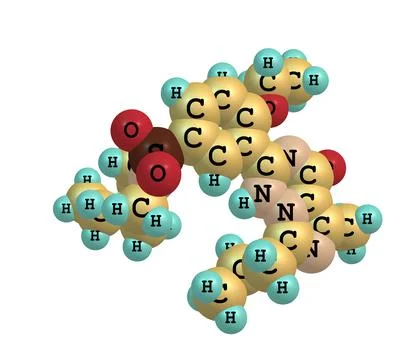 Vardenafil molecule isolated on white Stock Illustration