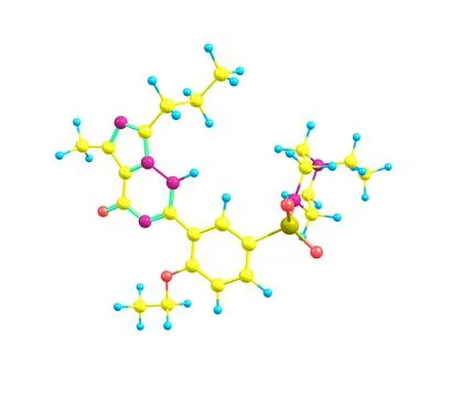 Vardenafil molecule isolated on white Stock Illustration