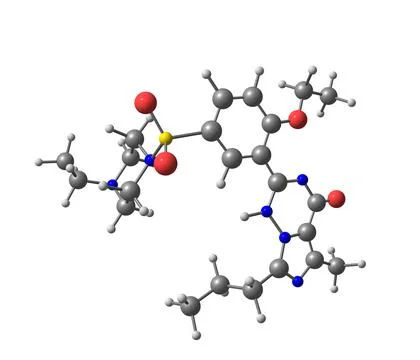 Vardenafil molecule isolated on white Stock Illustration