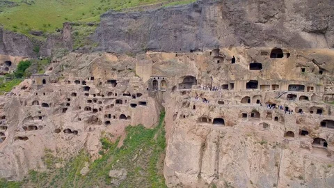 Vardzia cave complex and monastery panorama aerial view 스톡 동영상 95249216