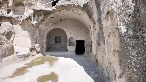 Vardzia cave monastery complex carved into Erusheti Mountain in Georgia Stock Photos