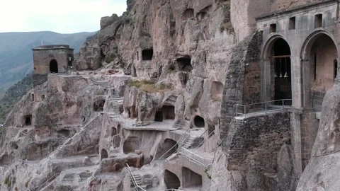 Vardzia a cave town was built during the reign of Queen Tamar, Georgia. Stock Footage 332846014