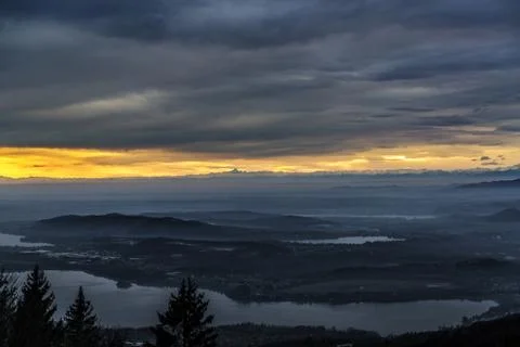 Varese, sunset over horizon Foto stock