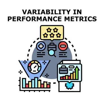 Variability in performance metrics concept analyzing business evaluation Stock Illustration