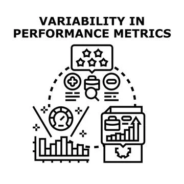 Variability in performance metrics concept analyzing business evaluation Stock Illustration