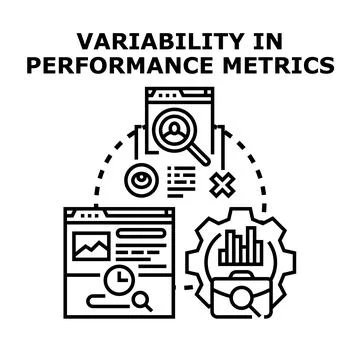 Variability in performance metrics concept flat icon 库存插图