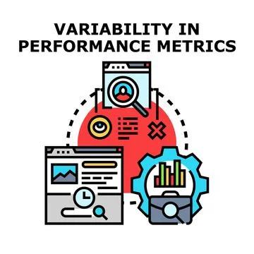 Variability in performance metrics concept flat icon Stock Illustration