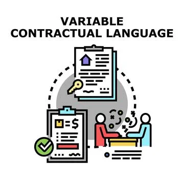 Variable contractual language agreement negotiation concept Stock Illustration
