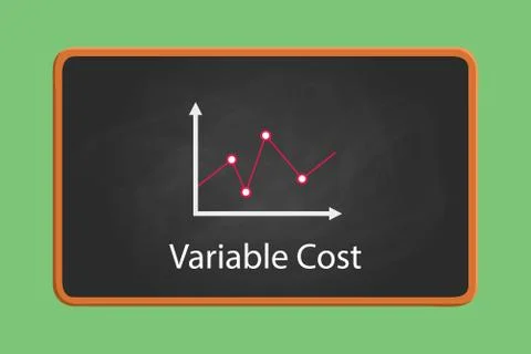 Variable cost concept illustration with graph and chart  blackboard  chalkboard Stock Illustration