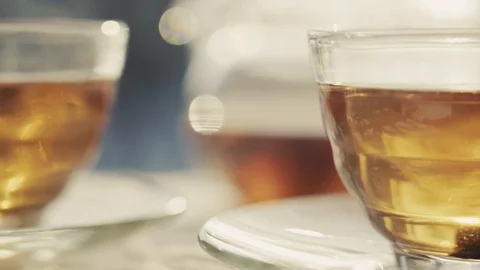 Variable focusing of still life with tea Stock Footage 102171551