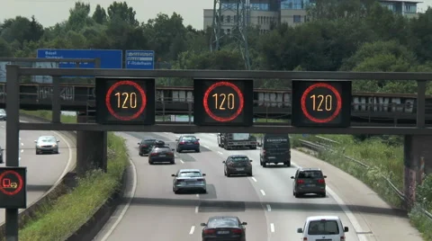 Variable-message signs on German highway Stock Footage 64847237