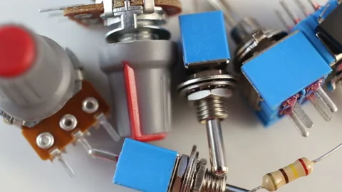 Variable potentiometers (resistors), fixed (fixed-value) permanent resistor, tog Stock Footage 129770683