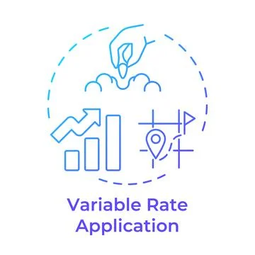 Variable rate application blue gradient concept icon Stock Illustration