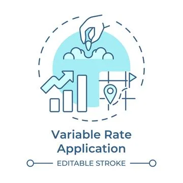 Variable rate application soft blue concept icon Stock Illustration