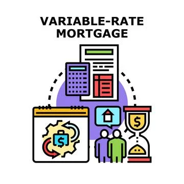 Variable rate mortgage loan financial planning concept Stock Illustration