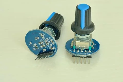 Variable resistor isolated on white background. Electronic parts concept. p.. Stock Photos