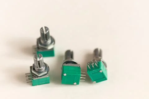 Variable resistor isolated on white background. Electronic parts concept. p.. Stock Photos