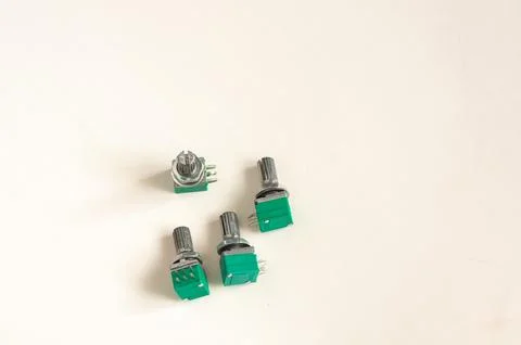 Variable resistor isolated on white background. Electronic parts concept. p.. Stock Photos