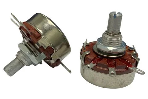 The variable resistor potentiometer isolated on white background. Foto stock