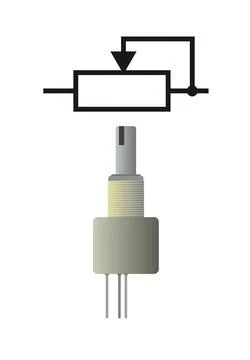 Variable resistor. Radio component. Radio electronic circuit. Symbolic design Stock Illustration
