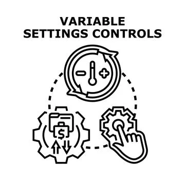 Variable settings controlling temperature finance parameters Ilustración de archivo