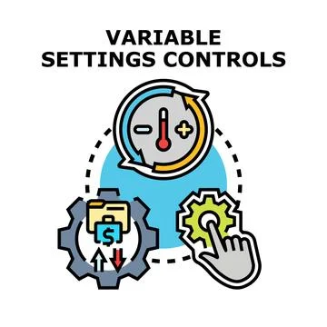 Variable settings controlling temperature finance parameters Ilustración de archivo