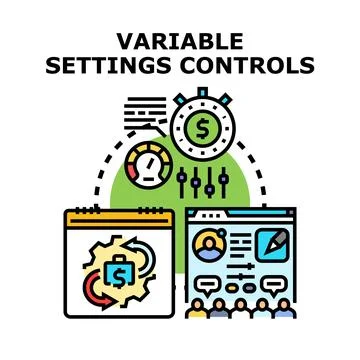 Variable settings controls for business optimization and management Stock Illustration